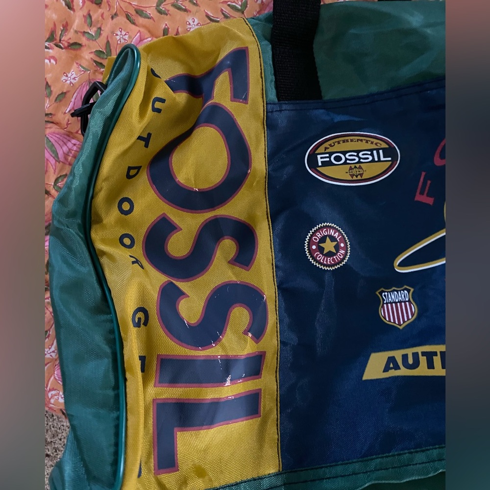 Fossil Vintage 90s Outdoor Gear Duffle Bag Colorblock Multicolor Overnight Tote - Picture 11 of 16